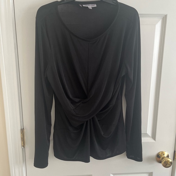 Jennifer Lopez Black Draped Long Sleeve Blouse - Picture 1 of 1
